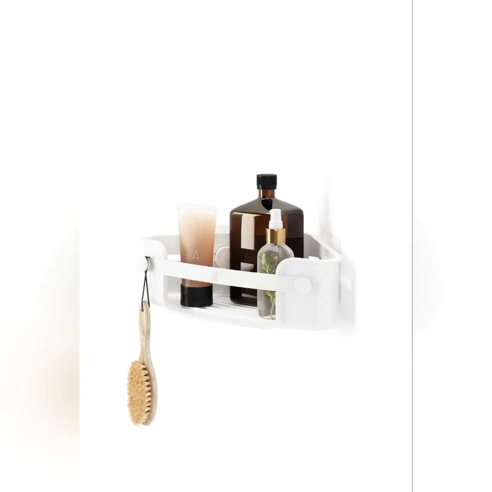 Umbra Flex Adhesive Bin Corner Shelf White
